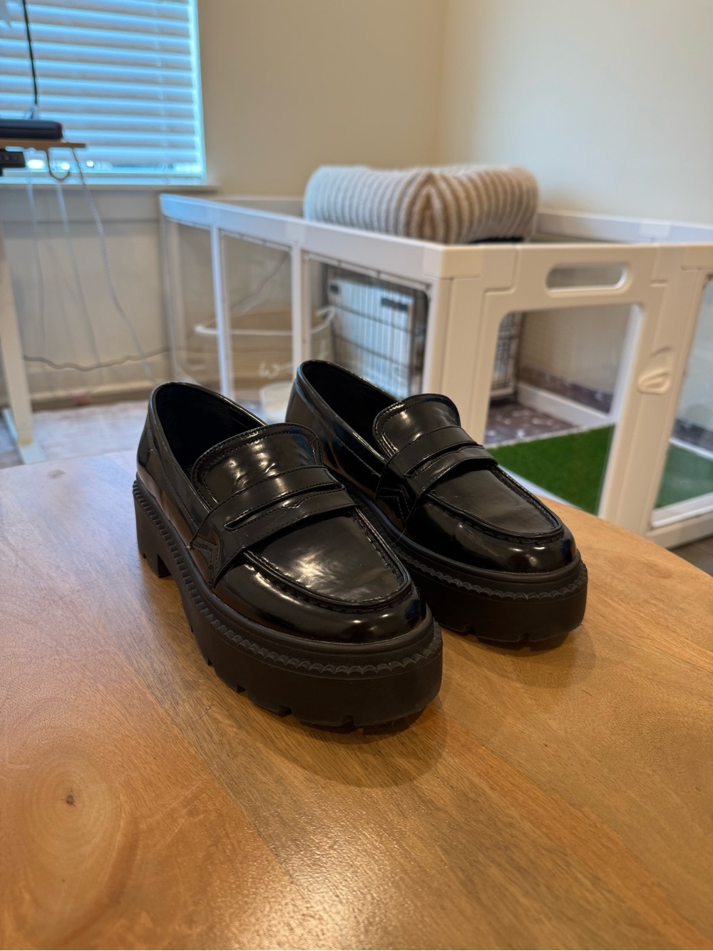 Black Platform Penny Loafers (WORN 2x) - Women's Dress Shoes